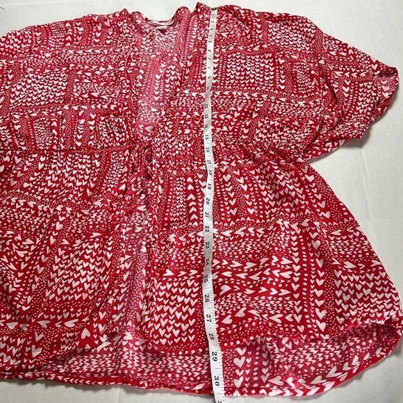 Victoria's Secret Kimono Red White Heart Cover Up Beach Lounge Boho OSFM - Picture 13 of 16